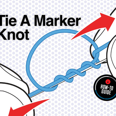 Tightening the marker knot by pulling both ends of the elastic