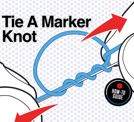 Tightening the marker knot by pulling both ends of the elastic